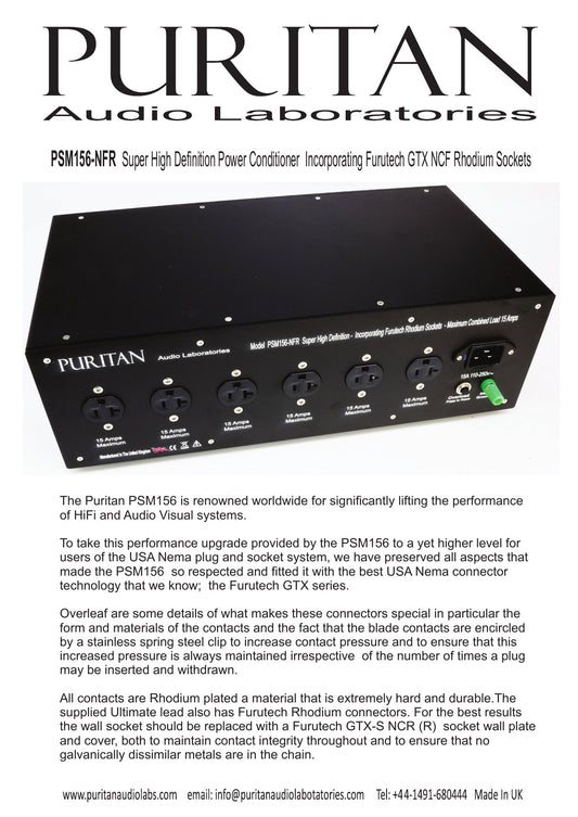 Puritan Audio PSM156-NFR Furutech NCF Edition Power Conditioner NEW ARRIVAL